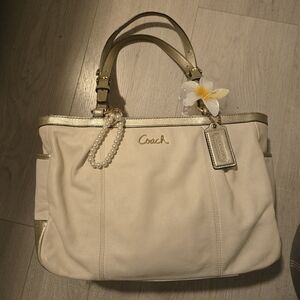 Coach Special Edition Cream And Gold Tote.